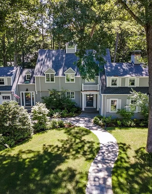 Aerial View of 30 Whiting Road, Wellesley MA
